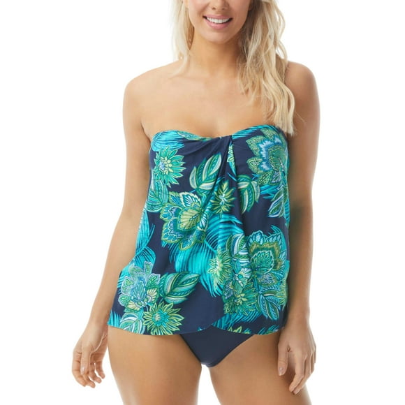 Coco Reef Contours Clarity Bra-Sized Bandeau Tankini Top, Blue, 34D