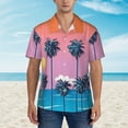 thumbnail image 2 of Kll Men'S Hawaiian Shirt Short Sleeve Button Down Beach Shirts-Beach With Palm Trees, 2 of 7