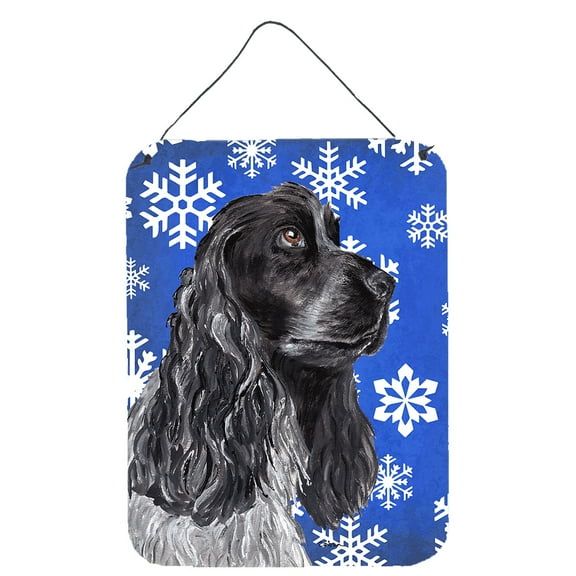 Cocker Spaniel Blue Snowflake Winter Wall or Door Hanging Prints