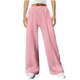 thumbnail image 2 of Odbmxy Pants for Women Wide-Leg Full Length Womens Trousers Plus Size Athletic Loose Elastic Waist Pink Casual Solid Color Pants,M, 2 of 8