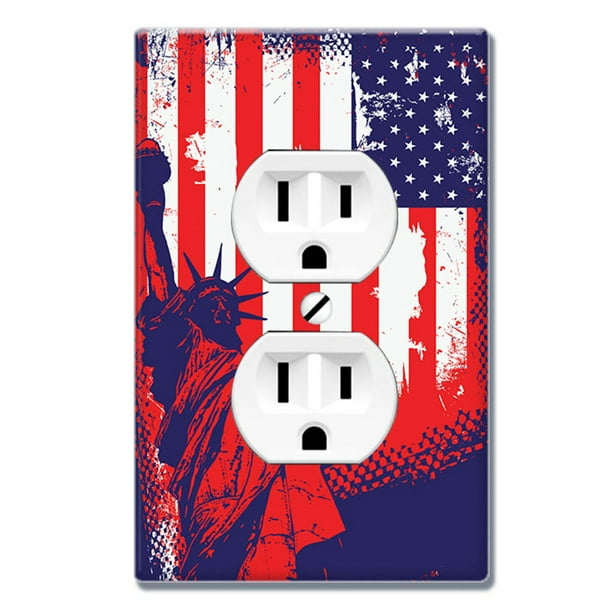 Wirester 1 Gang Duplex Wall Plate Switch Plate Cover Usa Flag Walmart Com Walmart Com