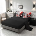thumbnail image 4 of Manfei Abstract Geometric Full Size Bedding Sets, Watercolor Artwork Full Size Bed in a Bag, Red, Black and White, Black Reversible 7pcs, 4 of 6