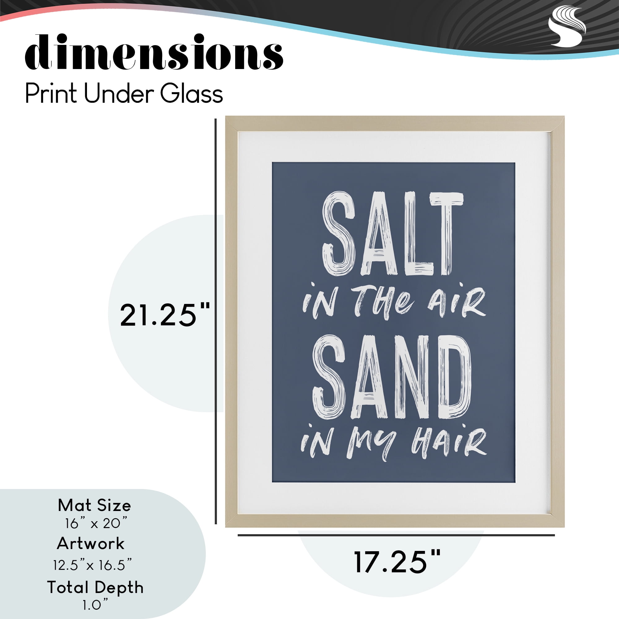Summer Sentiment Salt Sand In Hair Birch Framed Print Under Glass, design by Lettered and Lined