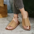 thumbnail image 5 of Fnooota Womens Flat Sandals , Slip On Open Toe Holiday Platform Summer Shoes Sandals Khaki Size 9, 5 of 9