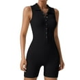 thumbnail image 1 of YFELWZ Womens Plus Size Ribbed Shaping Button Up Sleeveless Yoga Jumpsuit Black L, 1 of 5