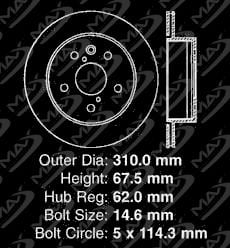 Fits: 2006 06 2007 07 2008 08 2009 09 2010 10 Lexus IS350 KT026142 OE Series Rotors + Ceramic Pads Max Brakes Rear Premium Brake Kit