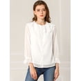 thumbnail image 4 of INSPIRE CHIC Women's Ruffle Neck Polka Dots Sheer Chiffon Blouse, 4 of 4