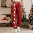 thumbnail image 2 of TTUHYWXI Christmas Pajamas Bottoms for Women Santa Claus Snowman Print Wide Leg Pj Pants with Pockets Lounge Sleepwear (Red, 3XL), 2 of 5