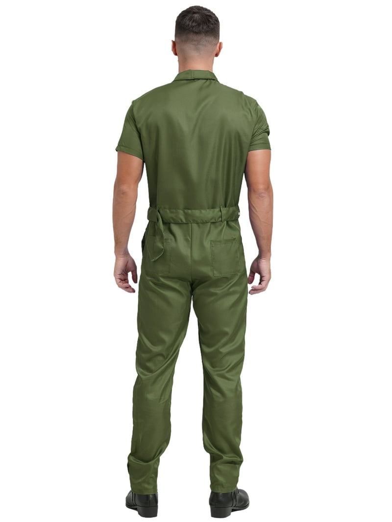 XUNZOO Mens Short Sleeve Work Overalls Zipper Mechanics