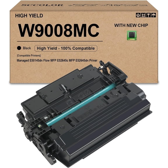W9008MC Toner Cartridge Compatible for HP W9008MC Black Toner Cartridge Replacement for Managed E50145dn Flow MFP E52645c MFP E52645dn Priner(1-Pack)