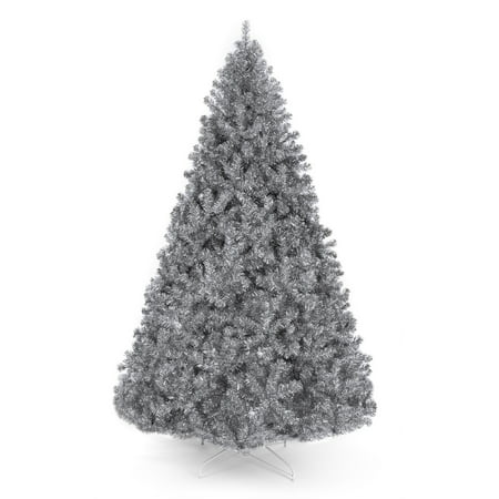 Best Choice Products 6ft Artificial Silver Tinsel Christmas Tree Holiday Decoration w/ 1,477 Branch Tips,