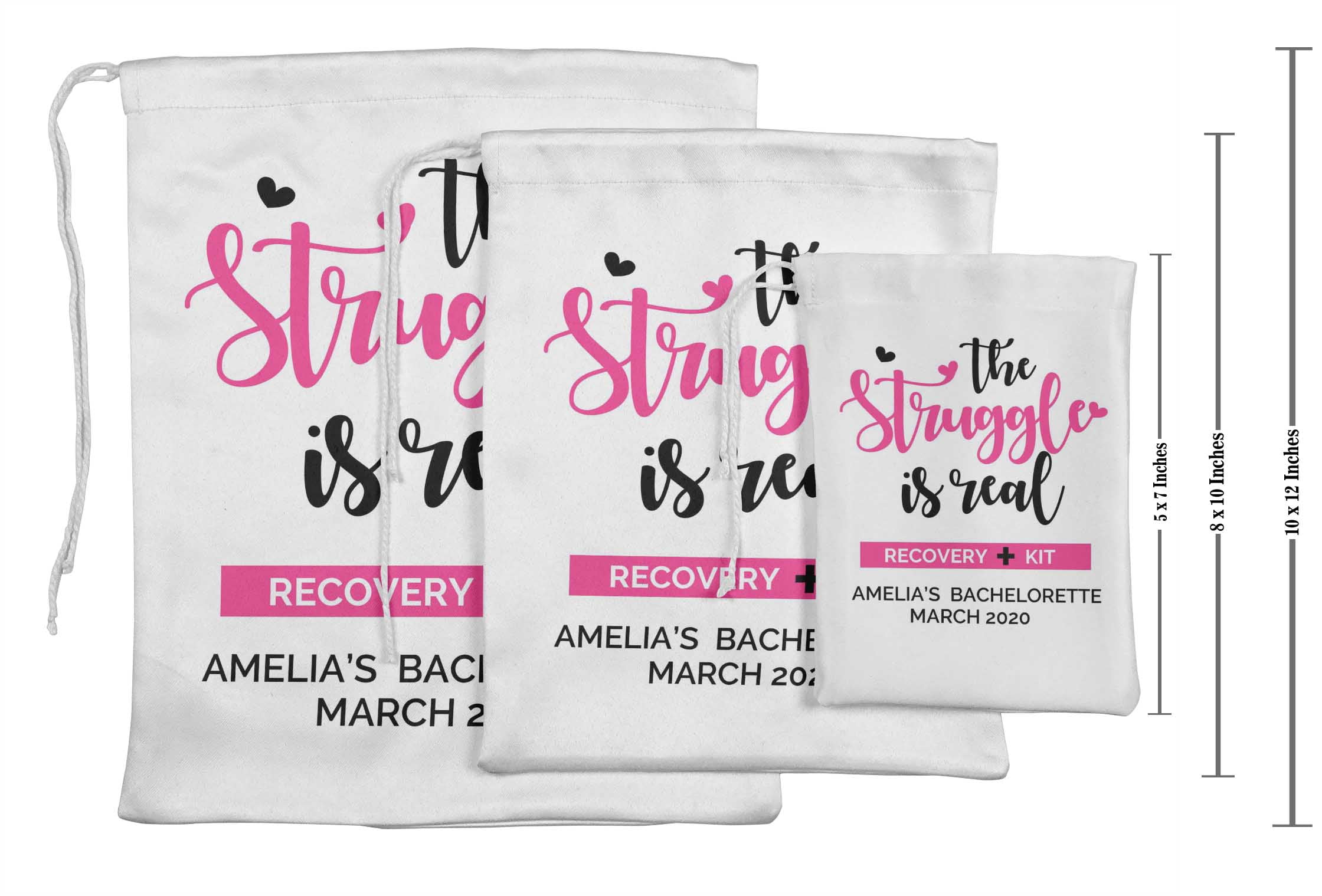 Darling Souvenir White Recovery Kit Bachelorette Custom Party Supplies Favor Bags Gift Pouches 15 Pieces