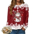 thumbnail image 6 of idosla Christmas Sweatshirt for Women Snowman Graphic Crewneck Long Sleeve Shirt Xmas Holiday Party Pullover Sweater Tops (Red, XXL), 6 of 9
