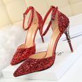 thumbnail image 3 of Sandalias de tacón alto de metal con agujeros para mujer, zapatos de lujo para novia, estilo discoteca, sexys, a la moda, para boda, 3 of 5