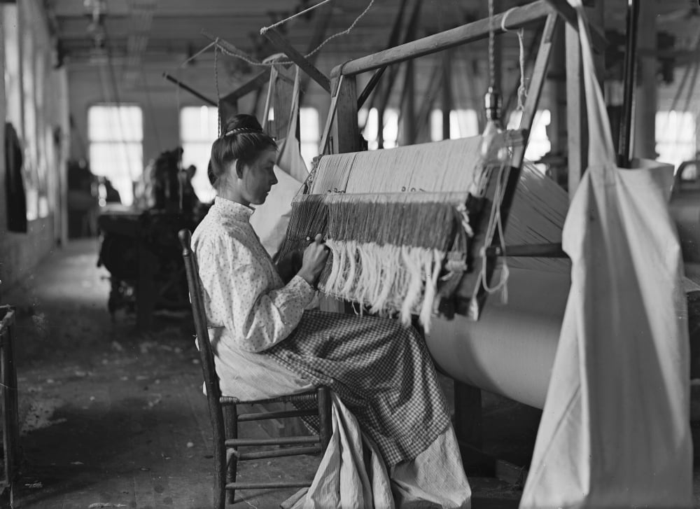 Hine Child Labor 1908 Na Girl Working At A Beam Warper In A Textile