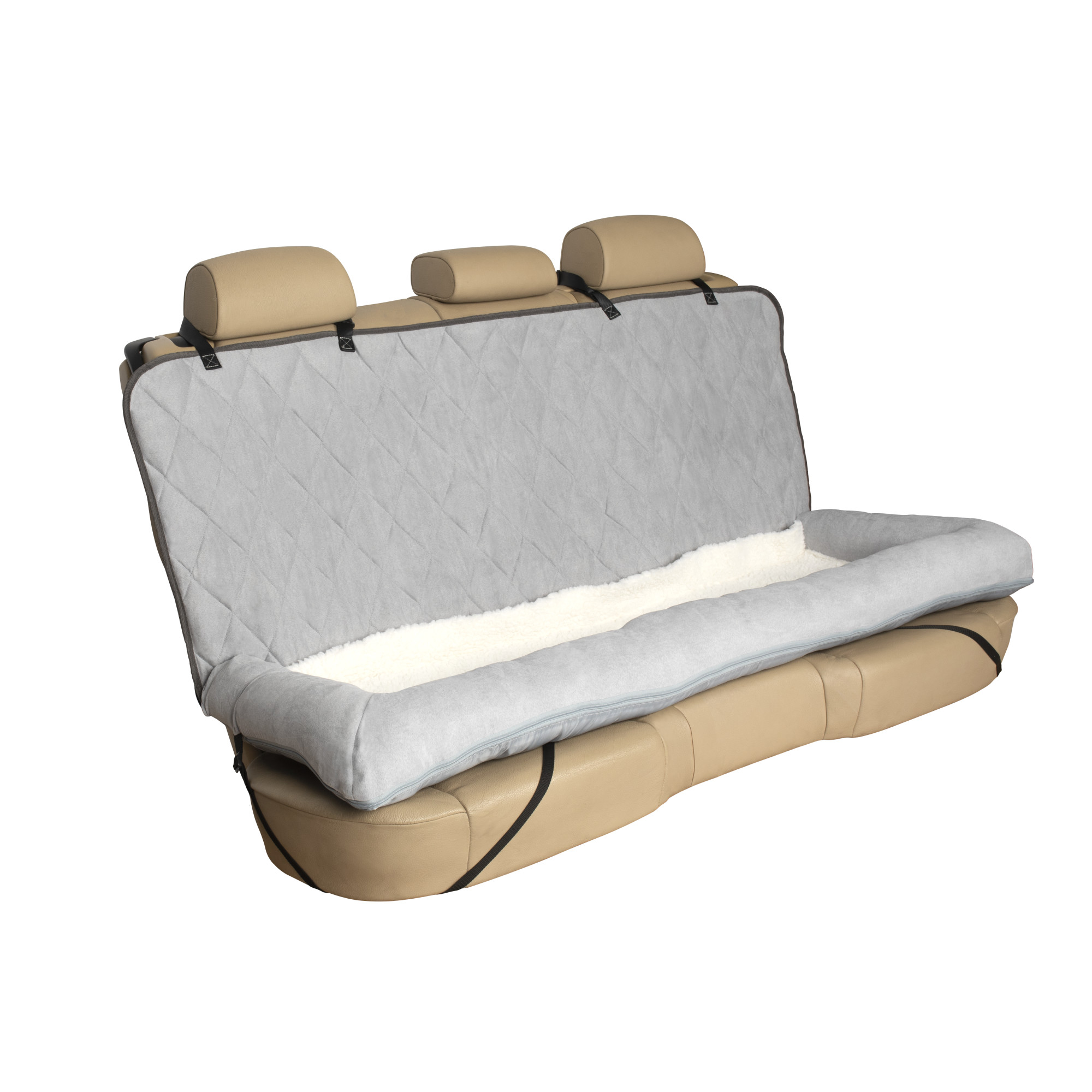 PetSafe Happy Ride Car Dog Bed, Bench Seat,  Pet Comfort Travel, Grey