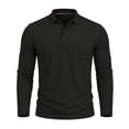 thumbnail image 2 of HOMADLES Mens polo Shirt Long Sleeve with Collar Button Lightweight Work Shirt Solid Color Stretch Soft Tops Black Size L, 2 of 8