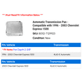 thumbnail image 2 of Automatic Transmission Pan - Compatible with 1996 - 2003 Chevy Express 1500 1997 1998 1999 2000 2001 2002, 2 of 2