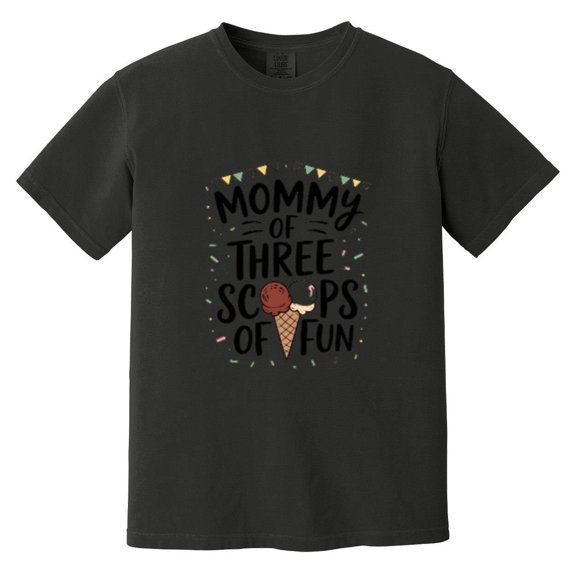 Mommy Mom Ice Cream Third Birthday Three Scoops Of Fun Party Sweet Treat Comfort Color T-Shirt, Unisex, up to size 4XL