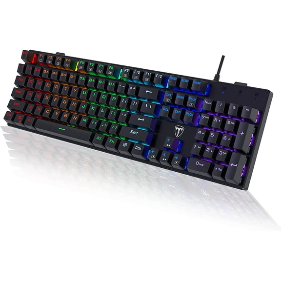 Mechanical Gaming Keyboard, RGB 104 Keys Ultra-Slim LED Backlit USB Wired Keyboard with Blue Switch, Durable Abs Keycaps/Anti-Ghosting/Spill-Resistant Computer for PC Mac Xbox Gamer