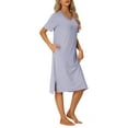 thumbnail image 4 of INSPIRE CHIC Women's Casual Short Sleeve T-shirt Dress Nightshirt Nightgown Basic Sleepwear Midi Shirtdress S Blue, 4 of 6