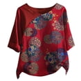 thumbnail image 4 of Vestidos Casuales Para Mujer, Blusas De Mujer De Moda Blusa informal de manga corta con cuello redondo y estampado para mujer, 4 of 4