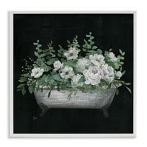 Stupell Industries Rustic Floral Bathtub Typography Painting White Framed Art Print Wall Art, 24 x 24