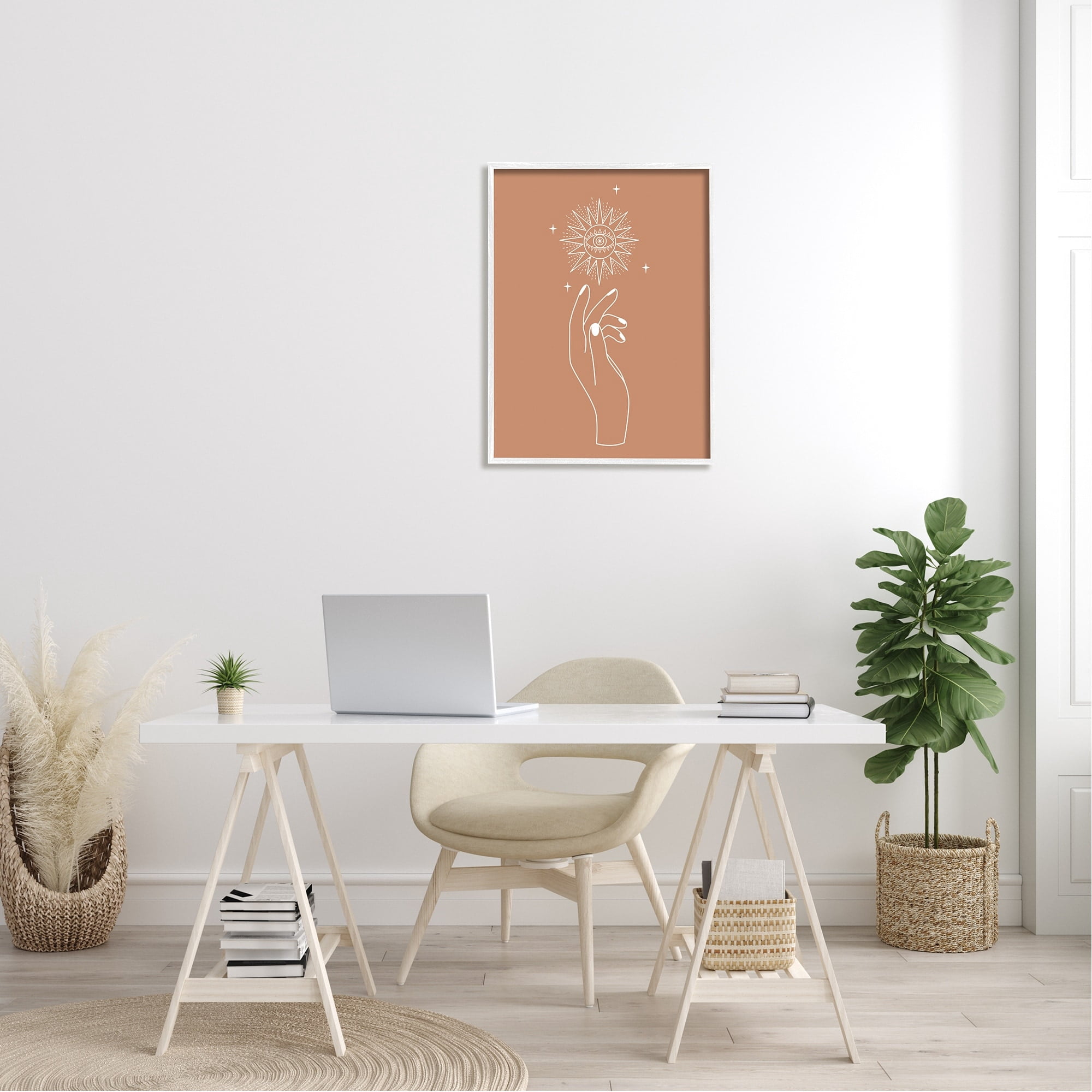 Stupell Industries Ochre Hand Reaching Solar Stars Astral Design Framed Wall Art, 24 x 30, Design by JJ Design House LLC