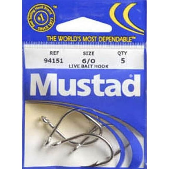 Mustad Classic O'Shaughnessy Live Bait Hook, Size 6/0, Saltwater