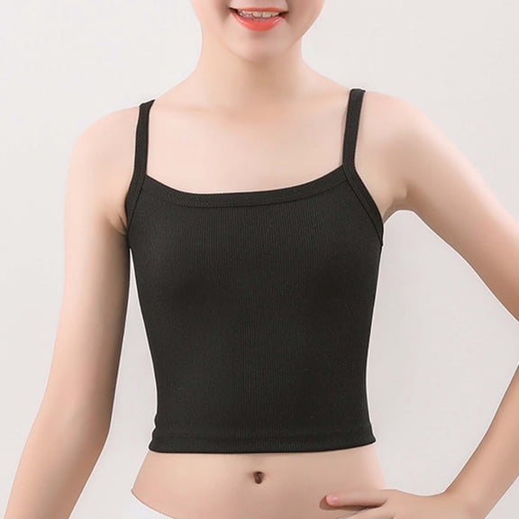 BLTIBY Girl's Cami Tank Tops with Lined Training Bra Sleeveless Underwear Soft Seamless Crop Tanks
