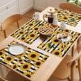 thumbnail image 5 of Yellow Sunflowers Placemats Set of 12, Retro Plants Flowers Black White Striped Non-Slip Place Mats Washable Table Mats for Kitchen Dining Table Decorations Indoor/Outdoor, 5 of 9