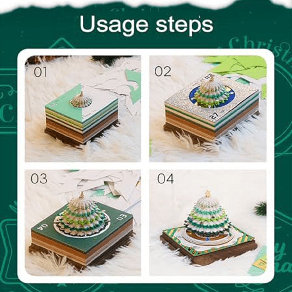 3D Paper Sculpture Art Notepad, Christmas 3D Calendar Note Paper Note Art Pad, Tear-Off Calendar Sculpture