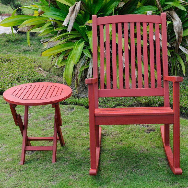 International Caravan Nicosia Acacia Wood Rocker and Side Table International Caravan Nicosia Acacia Wood Rocker and Side Table