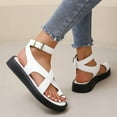 thumbnail image 5 of Platform Strappy Flip Flop Sandals for Women 2025 Summer Fashion Casual Leather Cross-Band Dress Sandals, 5 of 9