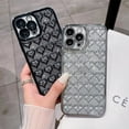 thumbnail image 4 of case for  iPhone 13 Pro Max Case Glitter, Luxurly Plated Glitter Transparent 3D Heart, Bling Sparkly Phone Cases for iPhone 13 Pro Max, Soft Shockproof Protective Back Cover for Women Girls, Silver, 4 of 12