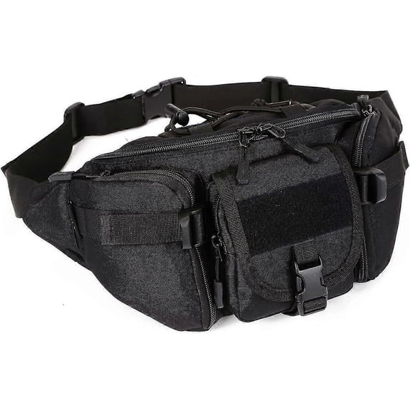 (Noir) Tactical Men's Waist Pack Large Capacity Waist Pack Military Multifunctional Bag Travel Hiking Cycling Travel Hunting Sports