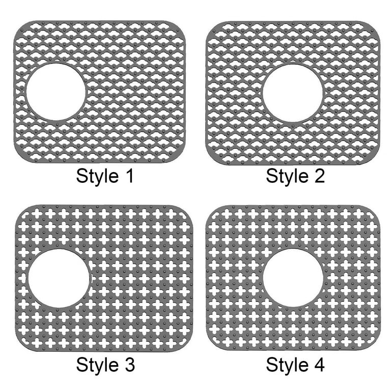 JUSTOGO Silicone Sink Mat, Rear Drain Sink Protectors for Kitchen Sink Grid Accessory, 1 Pcs Non-Slip Grey Sink Mats for Bottom of Kitc