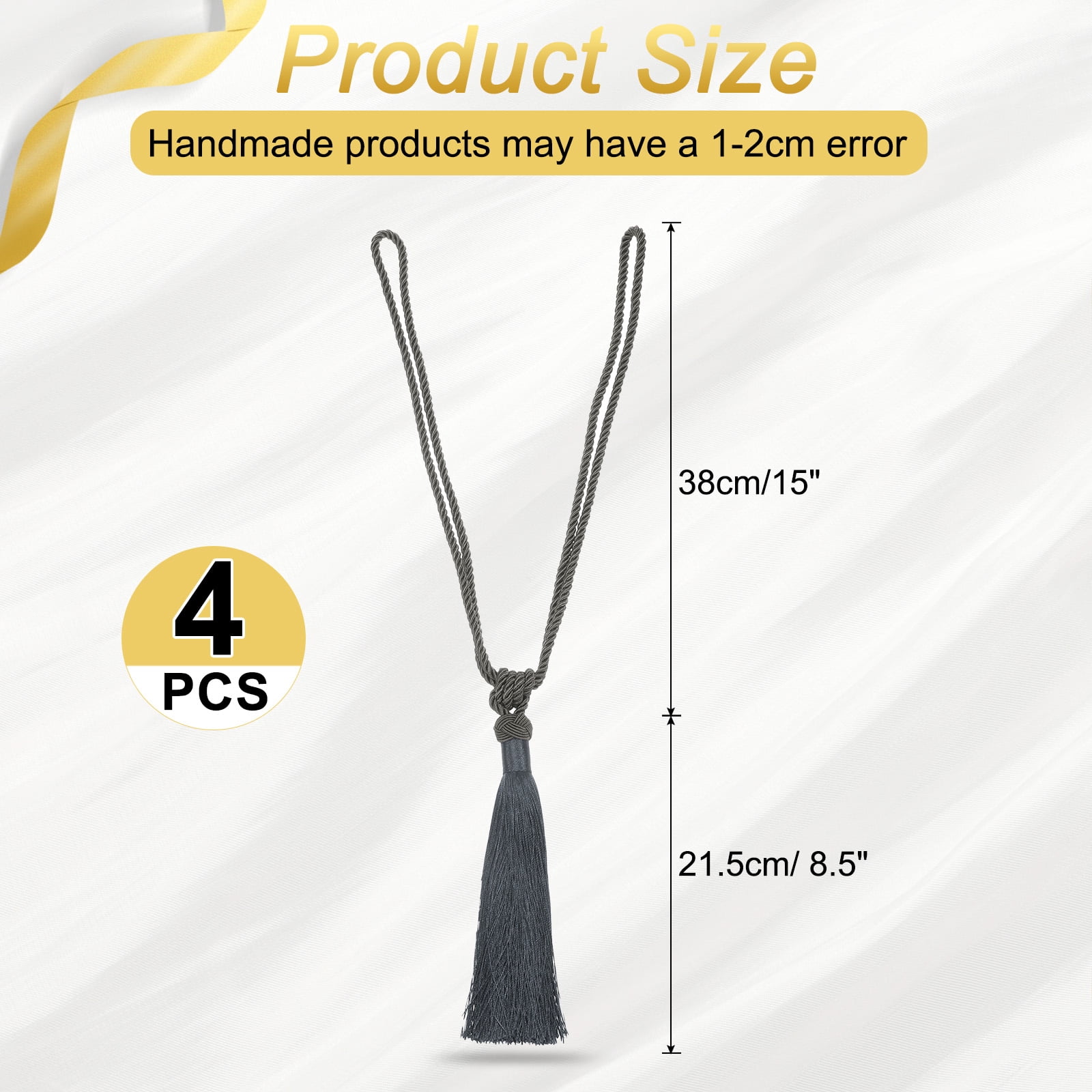 Unique Bargains Handmade Elegant Curtain Tiebacks Tassel Home Decor Dark Gray 4 Pcs