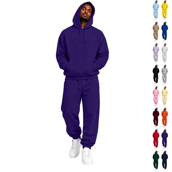 UDAUDU Men's Sweatshirt Suit 2 Piece Outfit Oversized Pullover Hoodie Wide Leg Sweatpants Loose Fit Fall Winter Athletic Lounge Wear Sweat Suits S