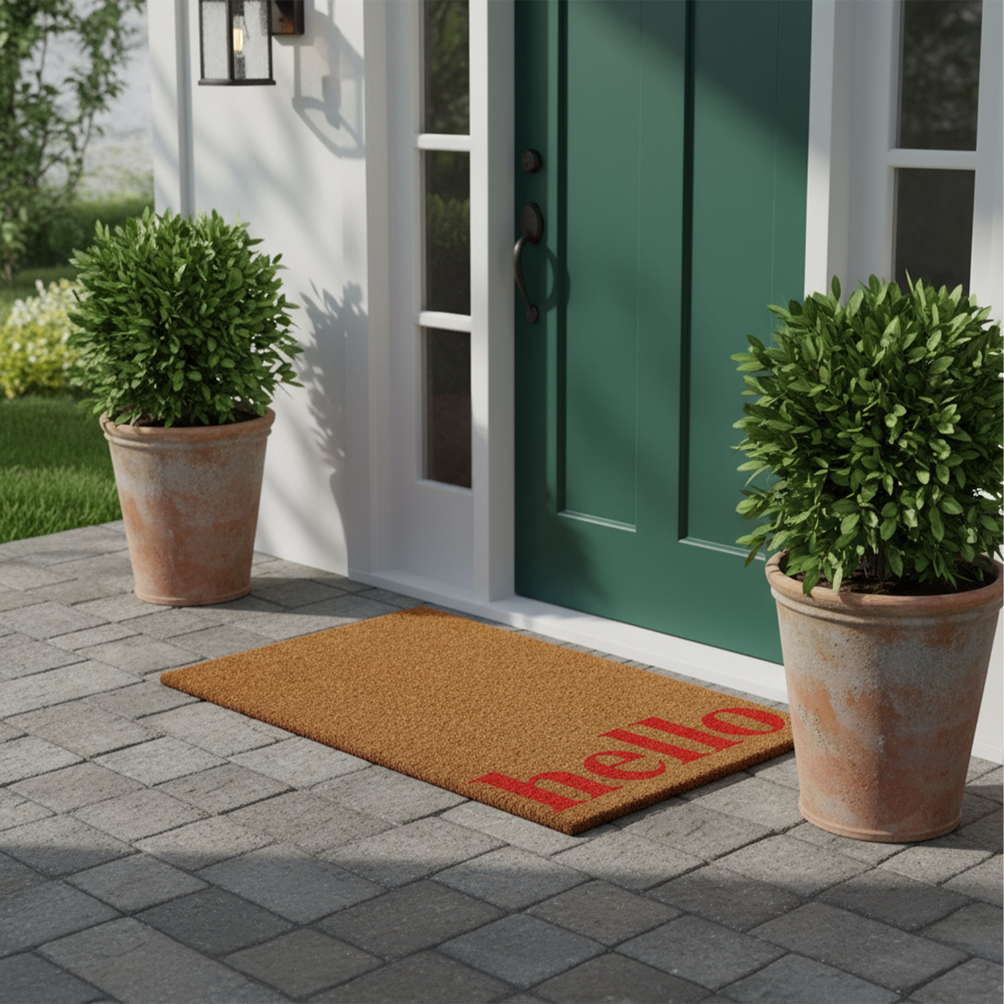 Calloway Mills Vertical Hello Outdoor Coir Doormat, 17" x 29"