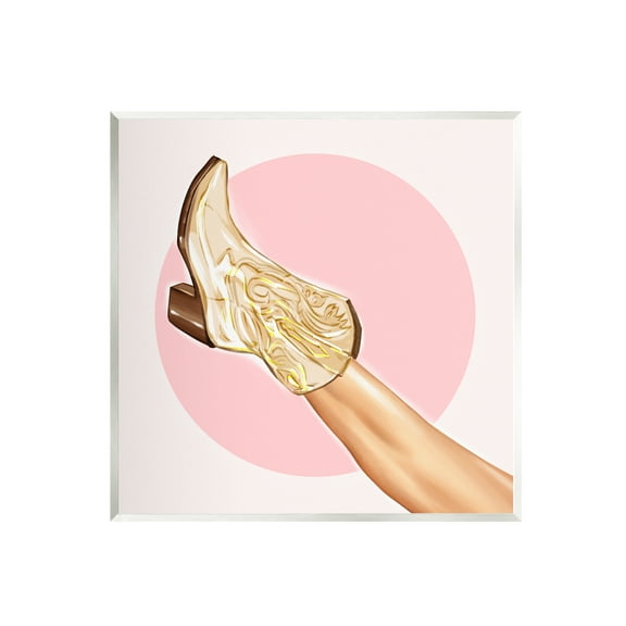 Stupell Cowgirl Boot Pink Country Fashion Beauty & Fashion Painting Wall Plaque Unframed Art Print Wall Art