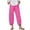 Hot Pink, variant on cfhntfmh Women's Harem Linen Pants Wide Leg Baggy Beach Vacation Palazzo Elastic Waist Cropped Trousers with Pockets