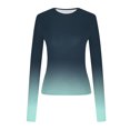 thumbnail image 5 of BLVB Womens Fall Spring Tops Trendy Gradient Crew Neck Long Sleeve Basic Blouse Casual Slim Comfy Plus Size T-Shirts, 5 of 6