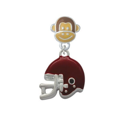 Small Maroon Football Helmet - Monkey Face Charm Bead