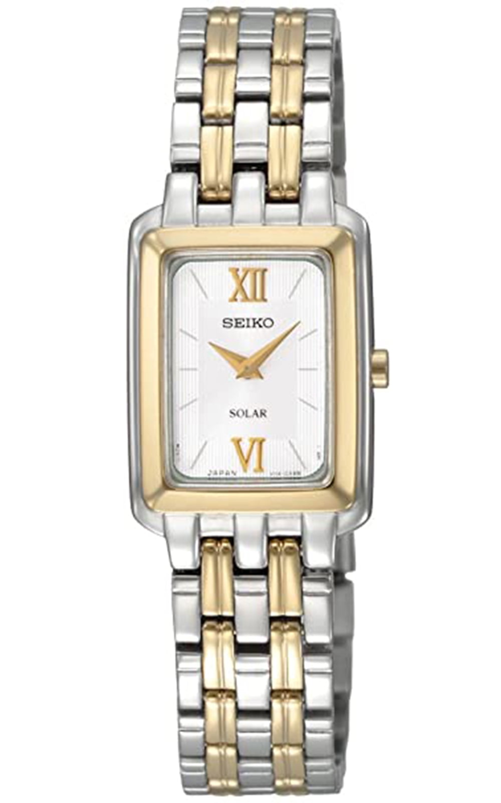 Seiko Women's sup010 two-tone solar silver square dial watch 