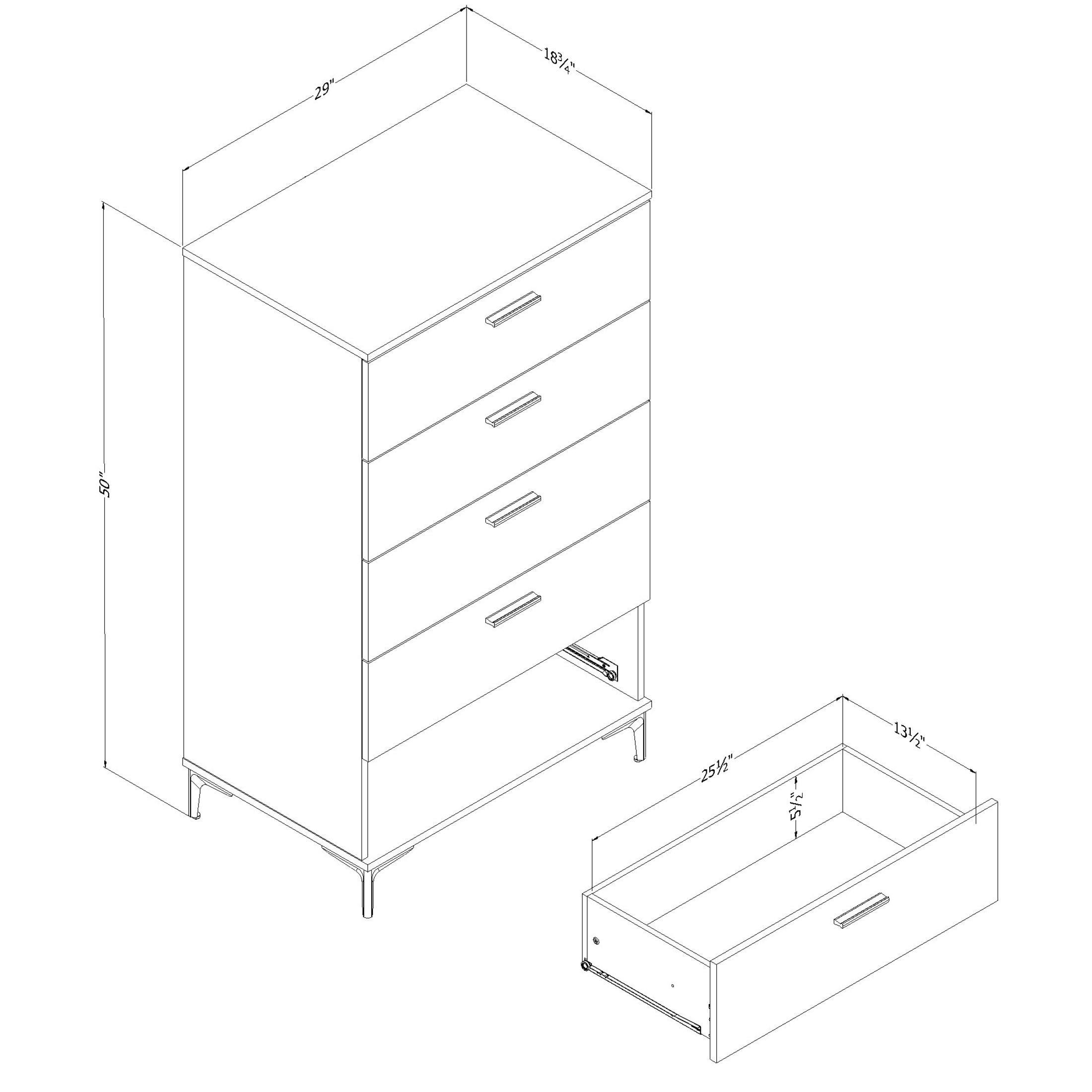 South Shore Musano, Contemporary Chest,  Gray