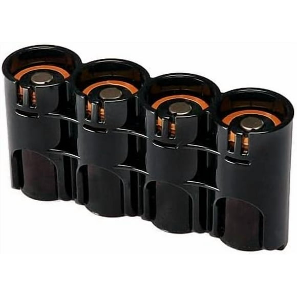 Storacell by Powerpax Slimline C Battery Storage Caddy, Black, Holds 4 Batteries (Not Included)