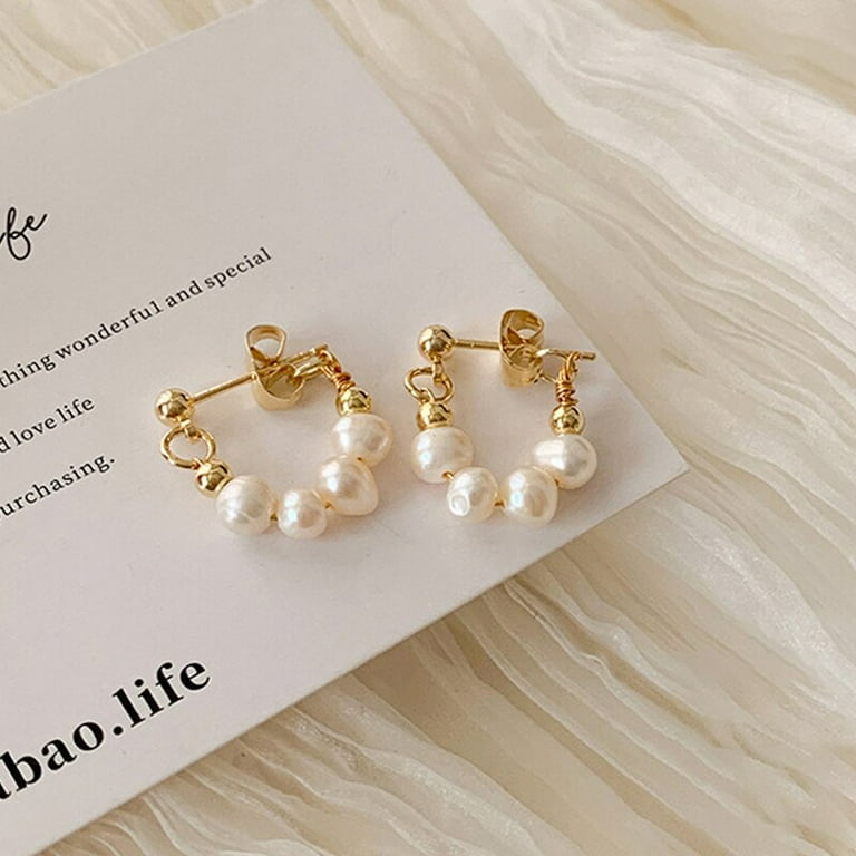 White Baroque Cultured Freshwater Pearl Earrings Sterling Silver Dangle 13x17mm Pearls White Baroque Cultured Freshwater Pearl Earrings Sterling Silver Dangle 13x17mm Pearls