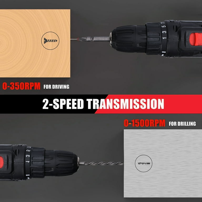 HDJ 21V Max Cordless Drill Set, 2 Batteries, Electric Drivers