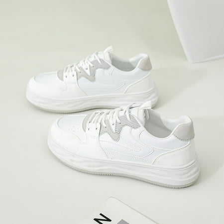

Women‘s Platform Colorblock Skate Shoes Round Toe Lace-up Sports Shoes Low Top Sneakers